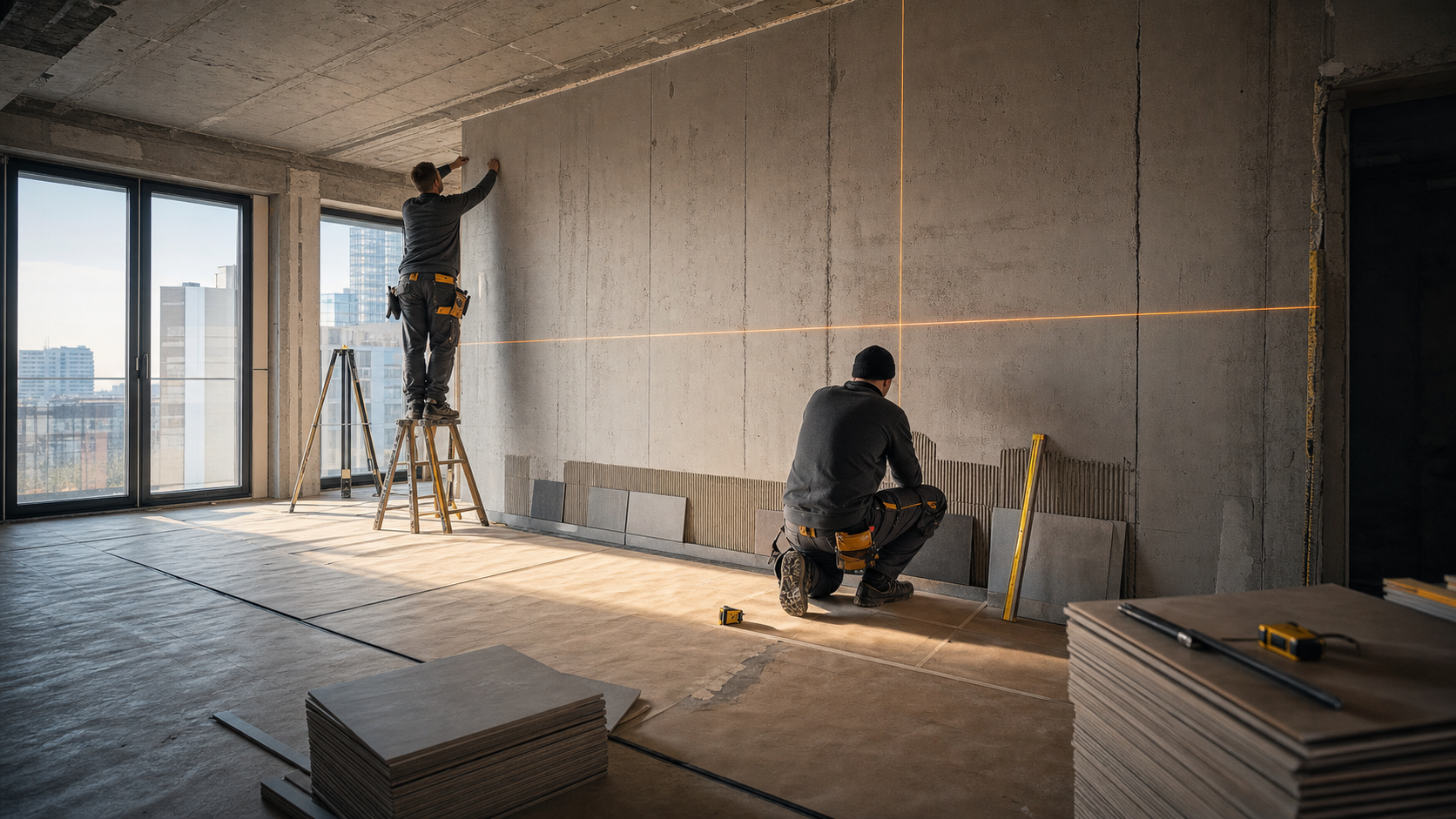 Pregătire tehnică și control într-un șantier de renovare