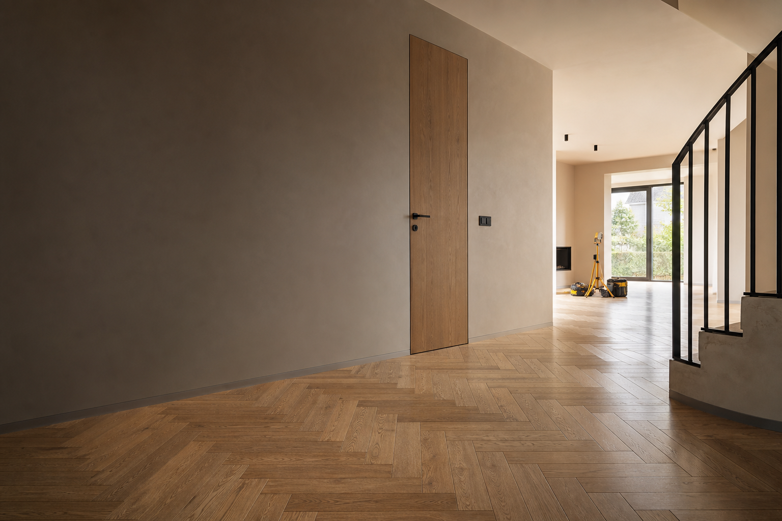 Interior renovat cu parchet din lemn și finisaje moderne